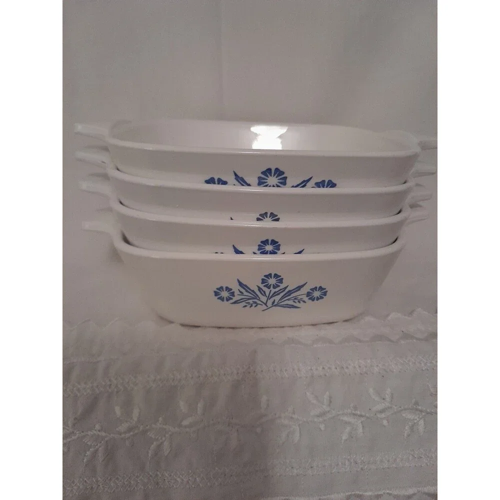 Corning Ware Blue Cornflower Mini Casserole Dishes Set of 4 Vintage